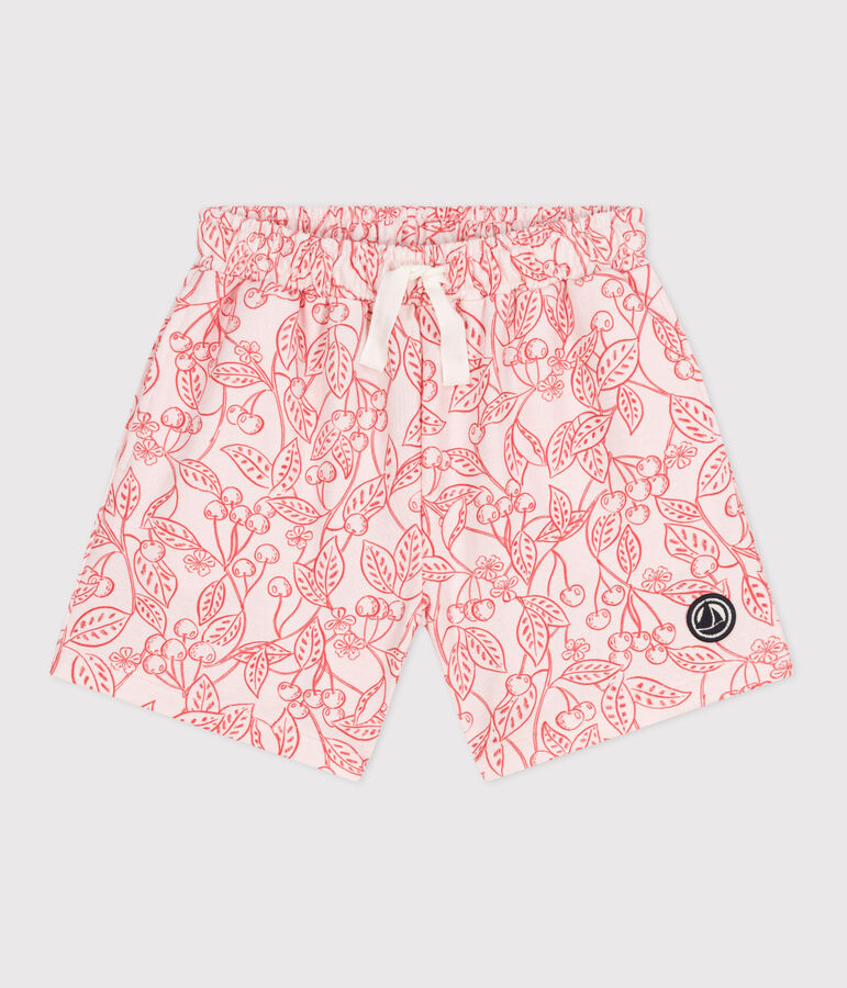 Shorts infantiles de algod&oacute;n con estampado rosa/rojo