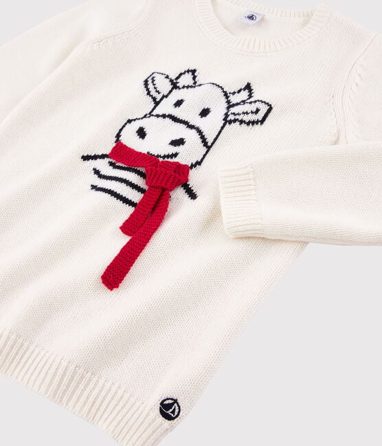 Jersey de manga larga de punto de lana y algodón blanco MARSHMALLOW/ MULTICO CN