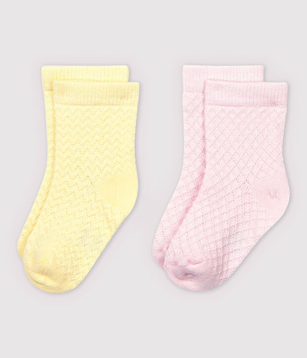 Lote de 2 pares de calcetines con relieve de beb&eacute; multicolor