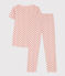 Pijama de manga corta de algodón para niña rosa SALINE/blanco MULTICO