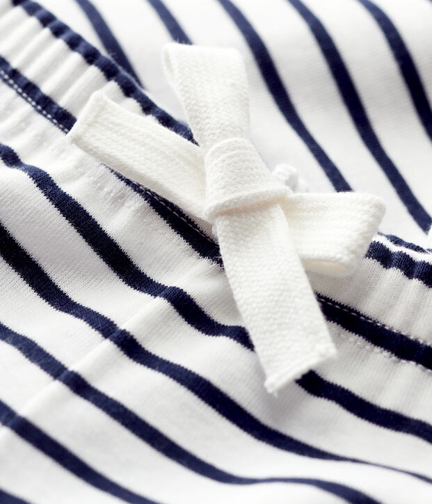 Pantal&oacute;n de algod&oacute;n de beb&eacute; ni&ntilde;o/ni&ntilde;a blanco/azul
