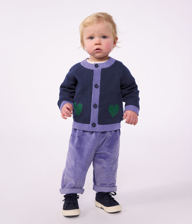 Pantal&oacute;n de terciopelo liso para beb&eacute; violeta