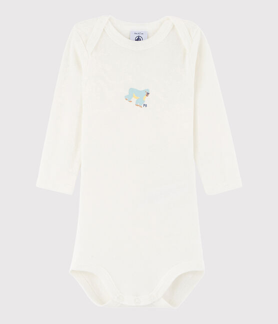 Bodi de manga larga de bebé niña/niño blanco MARSHMALLOW