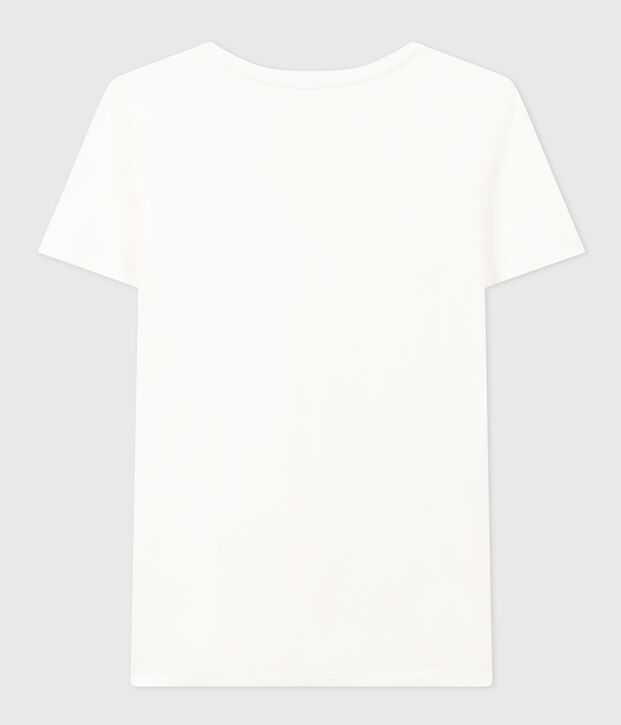 Camiseta LA RECTA de algod&oacute;n con cuello de pico para mujer blanco