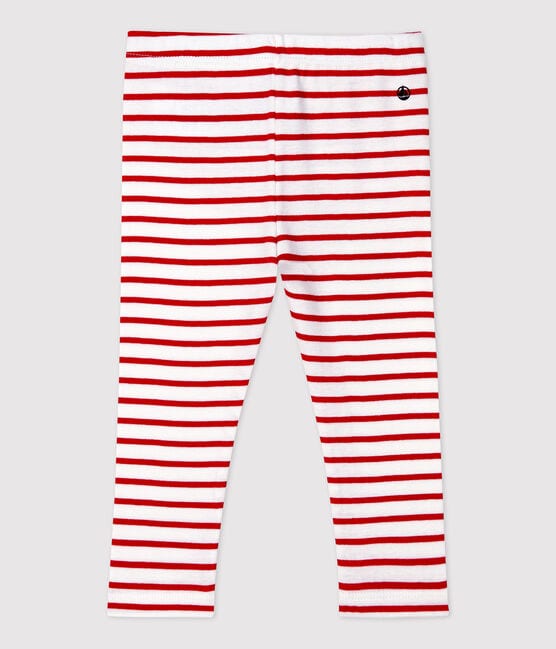 Leggings de algodón de bebé. blanco MARSHMALLOW/rojo TERKUIT