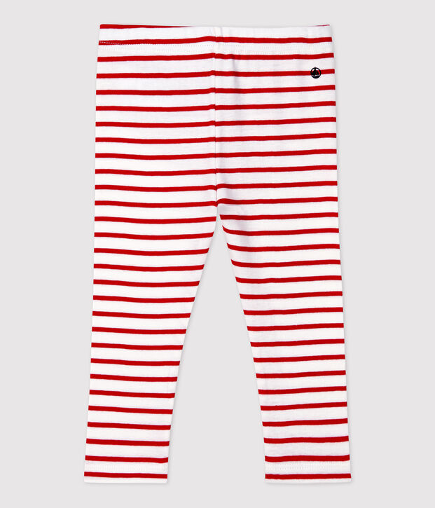 Leggings de algod&oacute;n de beb&eacute;. blanco/rojo