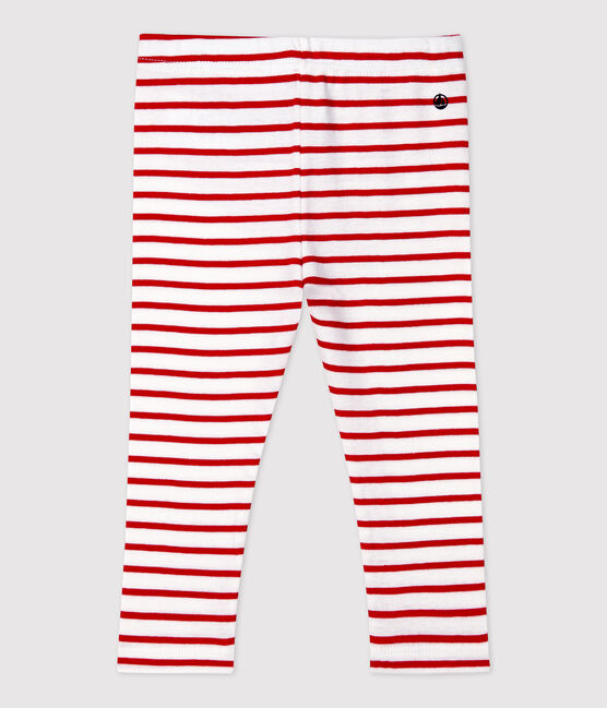Leggings de algodón de bebé. blanco MARSHMALLOW/rojo TERKUIT