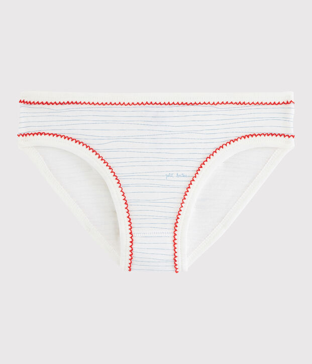 Braguita de ni&ntilde;a de algod&oacute;n blanco/azul