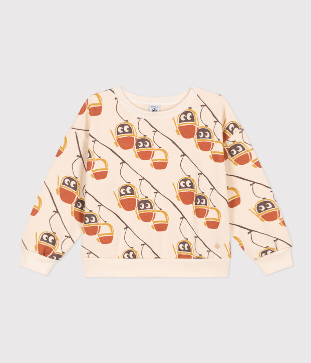 Sudadera estampada de mulet&oacute;n de ni&ntilde;a/ni&ntilde;o crudo/gris