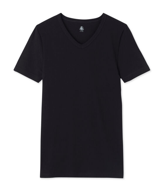 Camiseta manga corta de cuello pico para hombre negro NOIR
