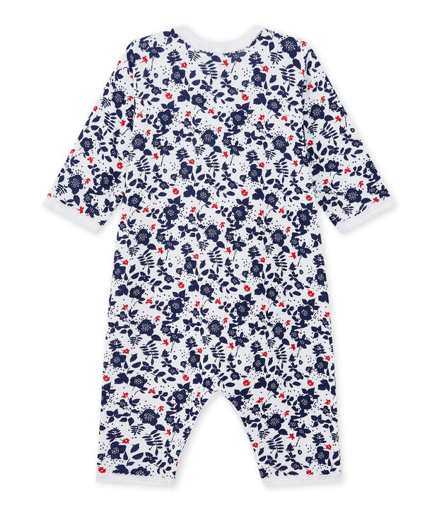 Pijama sin pies en t&uacute;bico estampado para beb&eacute; ni&ntilde;a blanco/multicolor