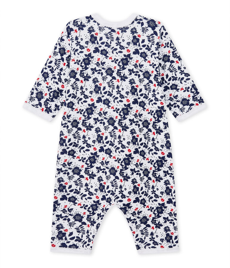 Pijama sin pies en t&uacute;bico estampado para beb&eacute; ni&ntilde;a blanco/multicolor