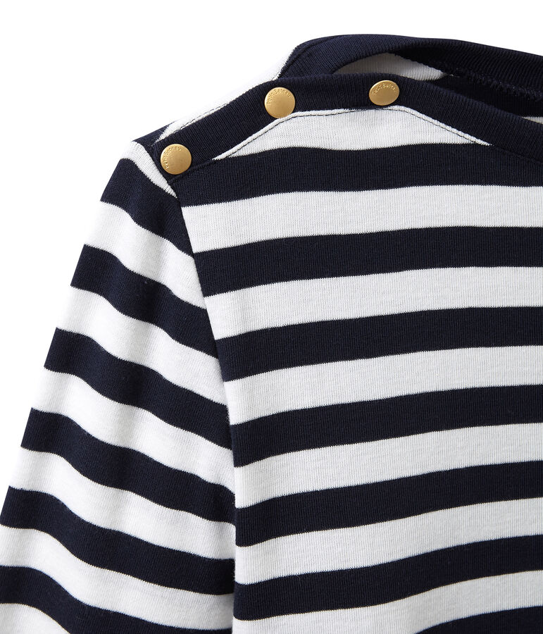 Camiseta de manga larga rayado para mujer azul SMOKING/blanco MARSHMALLOW