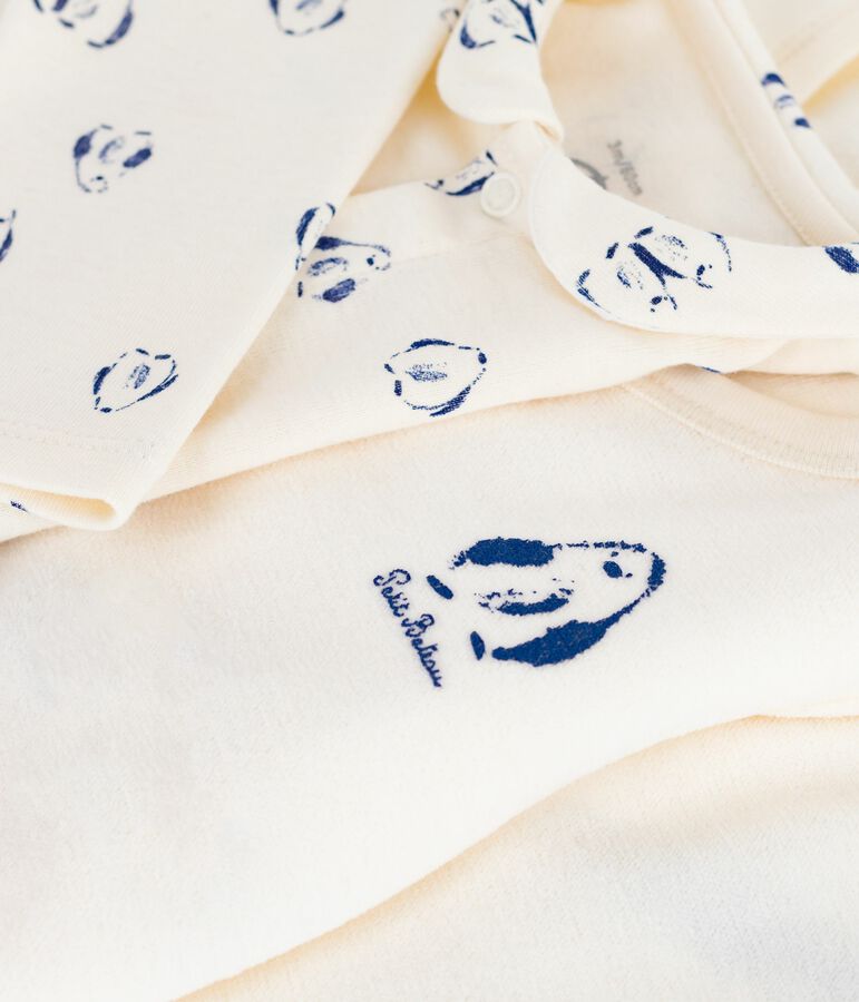 Conjunto para beb&eacute; de 3 piezas con jersey cruzado y body con estampado de ping&uuml;inos crudo
