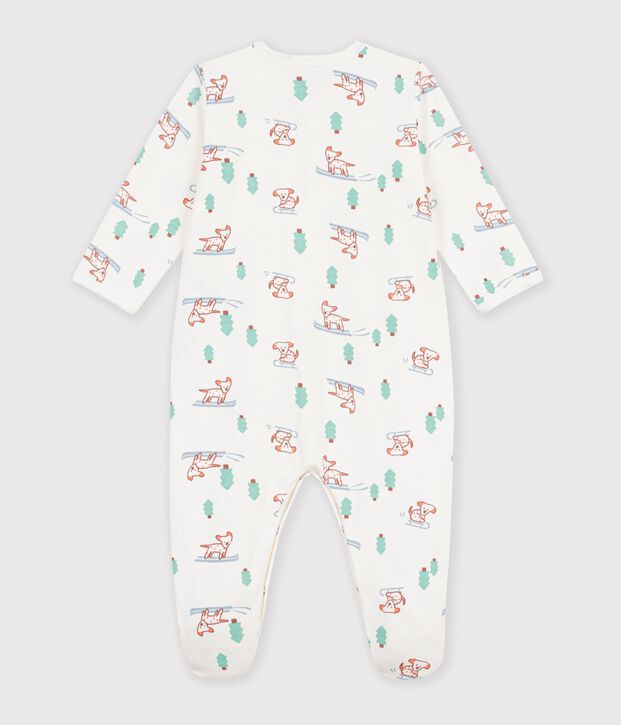 Pijama de mulet&oacute;n con estampado de perro para beb&eacute; blanco/multicolor