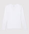Camiseta de cuello de pico emblemática de algodón de mujer blanco ECUME