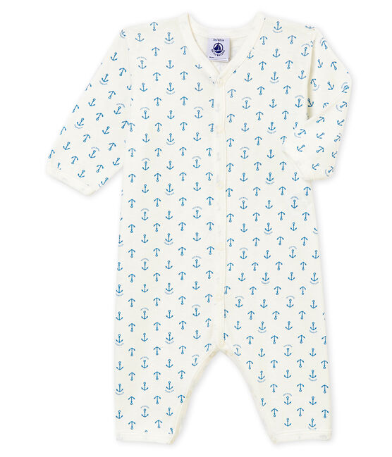Pelele sin pies para bebé niño blanco MARSHMALLOW/azul ALASKA