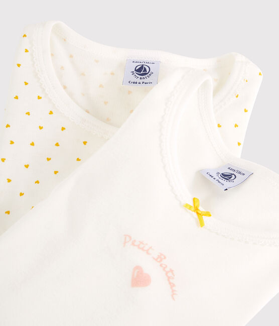 Juego de 2 camisetas de manga larga con estampado de corazón de niña de algodón variante 1