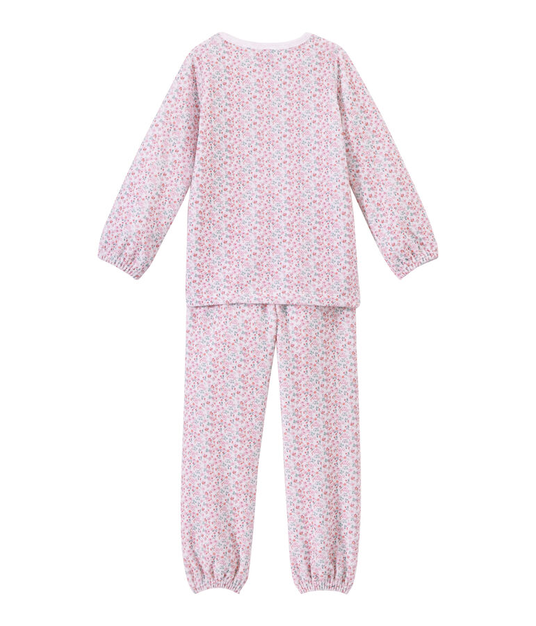 Pijama de terciopelo estampado para ni&ntilde;a blanco/multicolor