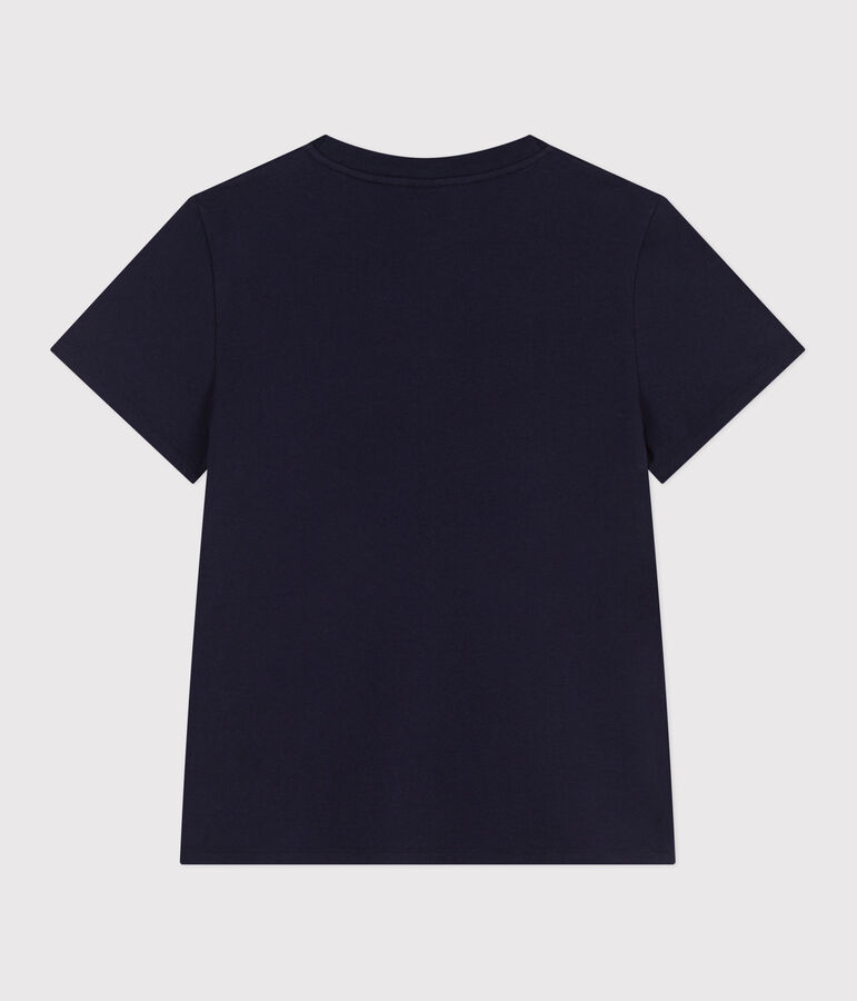 Camiseta Recta de algod&oacute;n liso para mujer azul