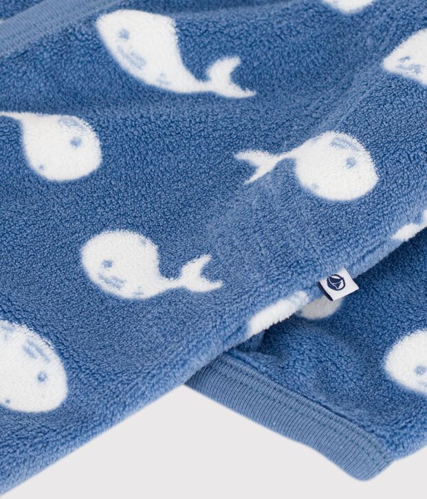 Sobrepijama polar con estampado de ballena para beb&eacute; azul/blanco