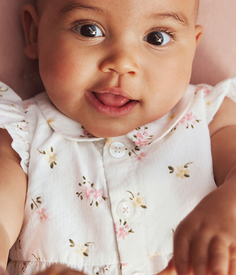 Pelele de algod&oacute;n con estampado de flores para beb&eacute; blanco/multicolor