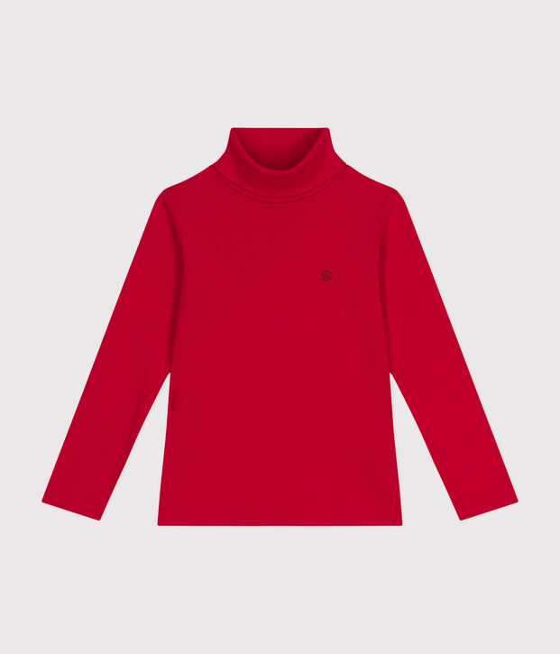 Camiseta de cuello alto de algod&oacute;n para ni&ntilde;o/a rojo