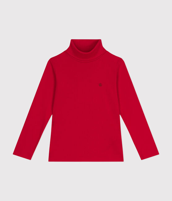 Camiseta de cuello alto de algodón para niño/a rojo CORRIDA
