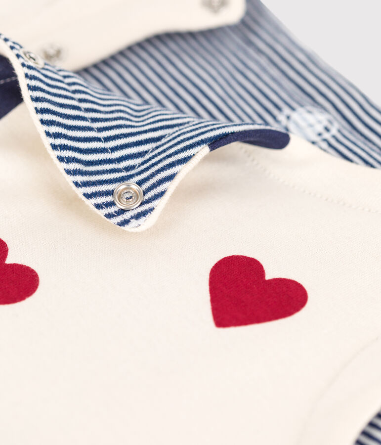 Chaleco reversible de algod&oacute;n con coraz&oacute;n de beb&eacute; crudo/multicolor