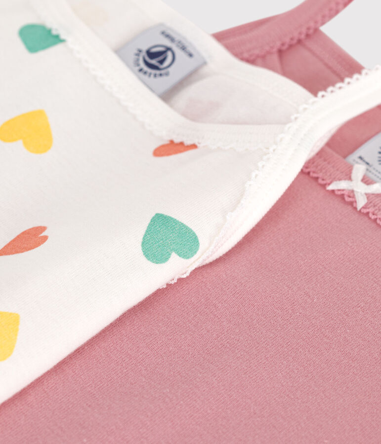 Pack de 2 camisetas de tirantes infantiles de algod&oacute;n con corazones multicolor