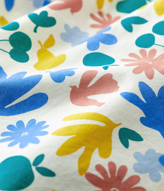 Vestido de popelina de manga corta con estampado de flores para bebé blanco MARSHMALLOW/blanco MULTICO
