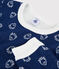 Pijama de jacquard con yeti de lana y algodón para niño pequeño azul MEDIEVAL/blanco MARSHMALLOW