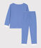 Pijama de algodón milrayas para niño/niña azul PERSE/blanco MARSHMALLOW