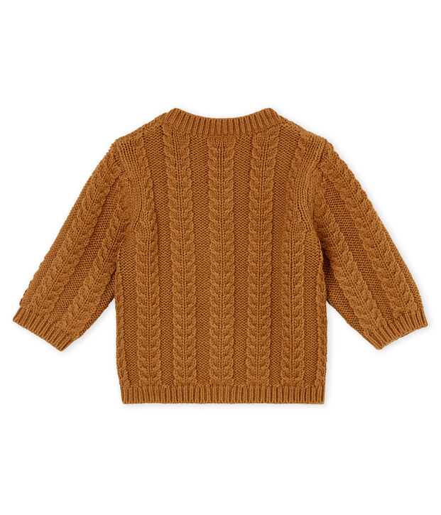 C&aacute;rdigan en tricot para beb&eacute; mixto en lana y algod&oacute;n marron