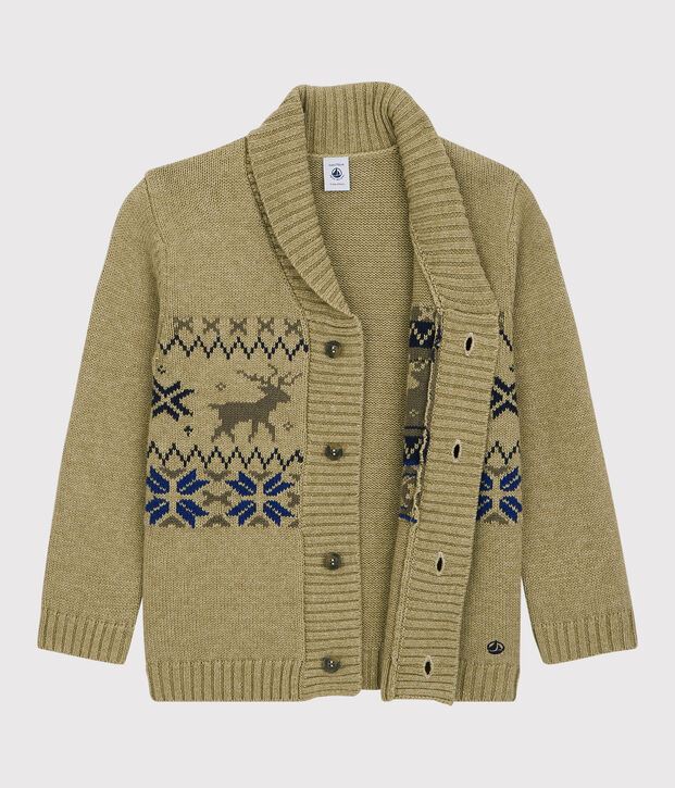 C&aacute;rdigan de lana y algod&oacute;n de ni&ntilde;o beige/multicolor
