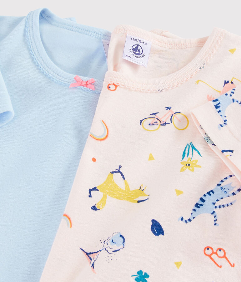 Juego de 2 camisetas de manga corta con animales yoga de ni&ntilde;a peque&ntilde;a multicolor