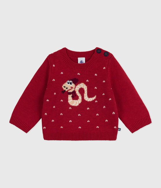 Jersey de punto tricotado de lana y algodón para bebé rojo CORRIDA