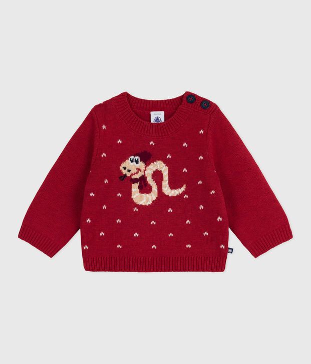 Jersey de punto tricotado de lana y algod&oacute;n para beb&eacute; rojo