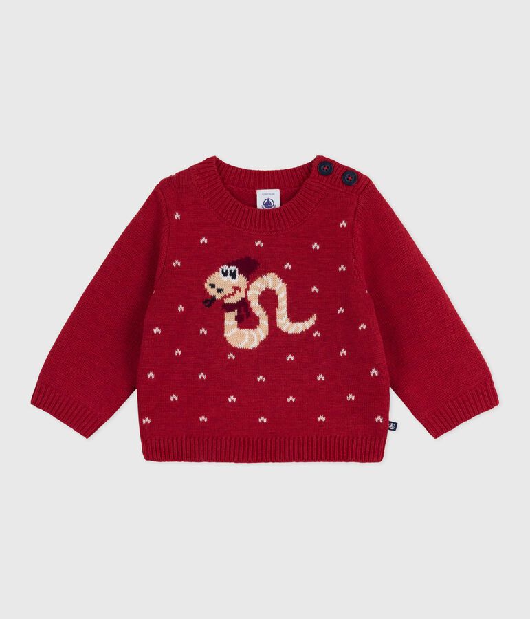 Jersey de punto tricotado de lana y algod&oacute;n para beb&eacute; rojo