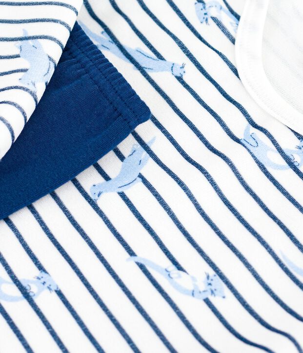 Pyjama  en velours blanco/azul/multicolor