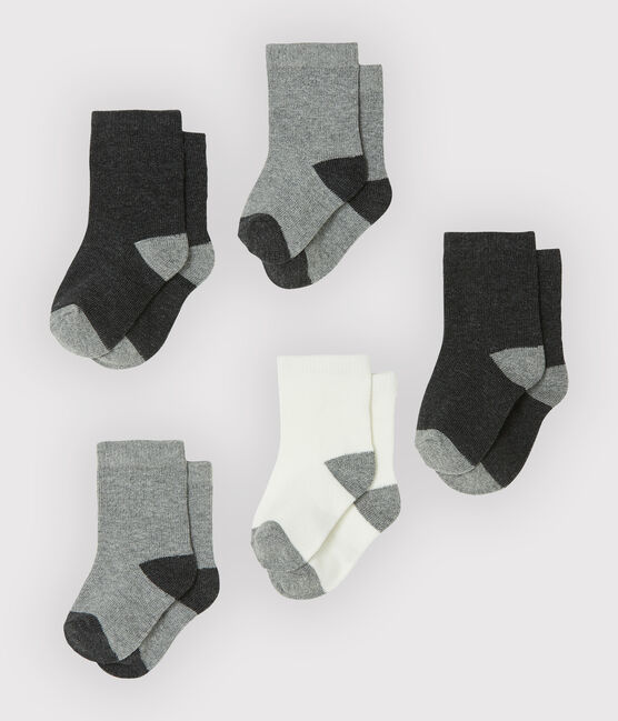 Lote de 5 pares de calcetines básicos para bebé niño gris CITY CHINE