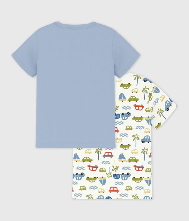 Juego de camisetas infantiles de algod&oacute;n de manga corta con coches multicolor