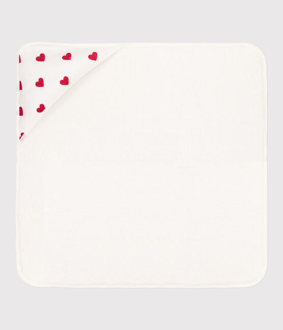 Capa de baño de algodón con corazones blanco MARSHMALLOW/rojo TERKUIT