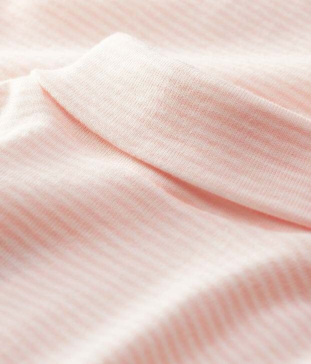 Bodi de manga larga con cuello de tortuga para beb&eacute; rosa/blanco