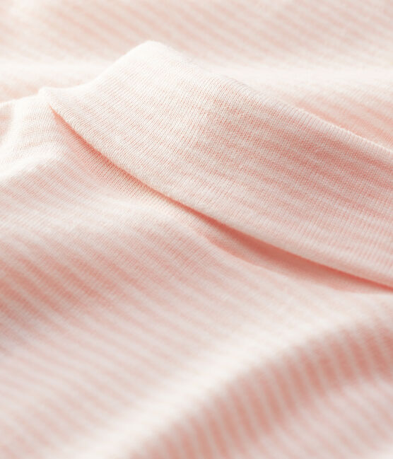 Bodi de manga larga con cuello de tortuga para bebé rosa MINOIS/blanco MARSHMALLOW