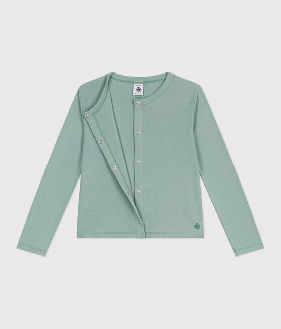 Cárdigan infantil de algodón liso verde PAUL
