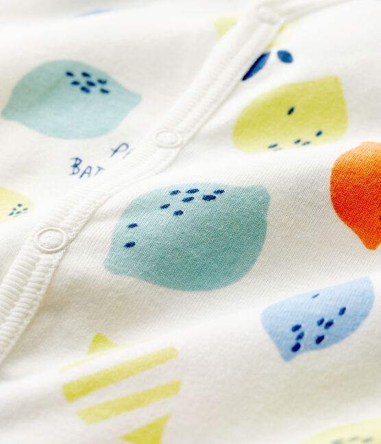 Pijama enterizo con pies desmontables de bebé de algodón ecológico blanco MARSHMALLOW/blanco MULTICO