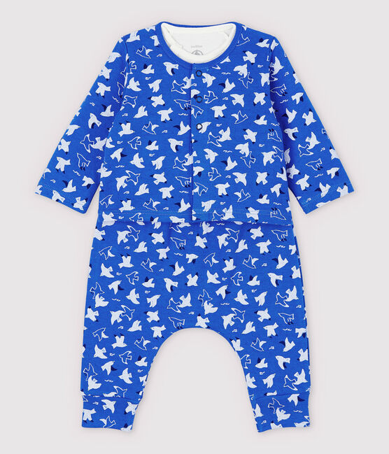 Conjunto de 3 prendas azules de bebé de algodón ecológico azul COOL/crudo MULTICO
