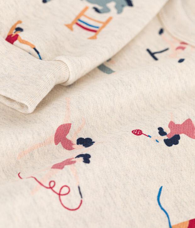 Sudadera de felpa para ni&ntilde;a beige/multicolor