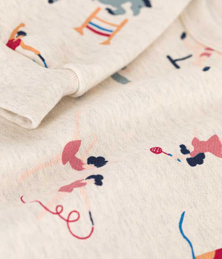 Sudadera de felpa para ni&ntilde;a beige/multicolor